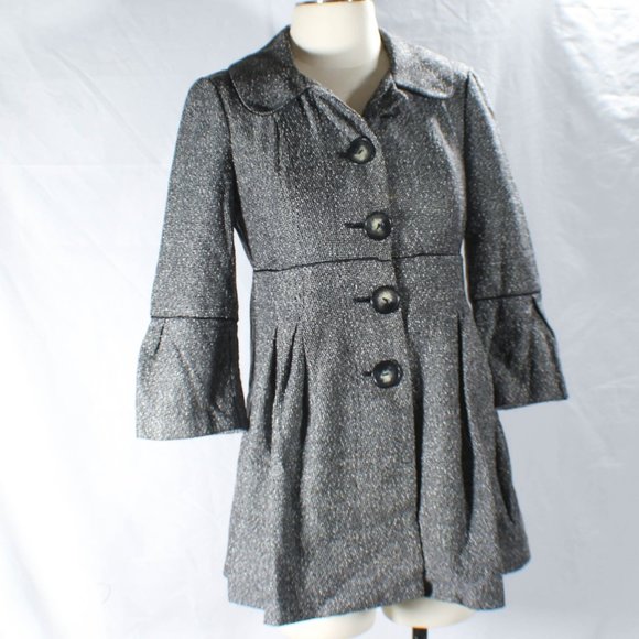 Salt & Pepper Light Jacket w/ Buttons Gilmore Girls Style Size Small - Picture 2 of 7